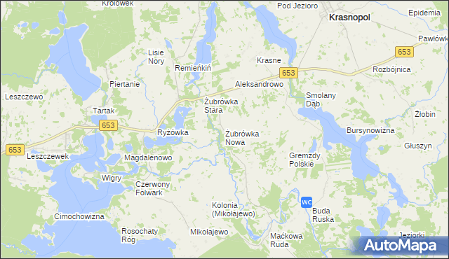 mapa Żubrówka Nowa, Żubrówka Nowa na mapie Targeo