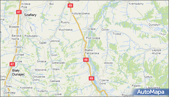 mapa Białka Tatrzańska, Białka Tatrzańska na mapie Targeo