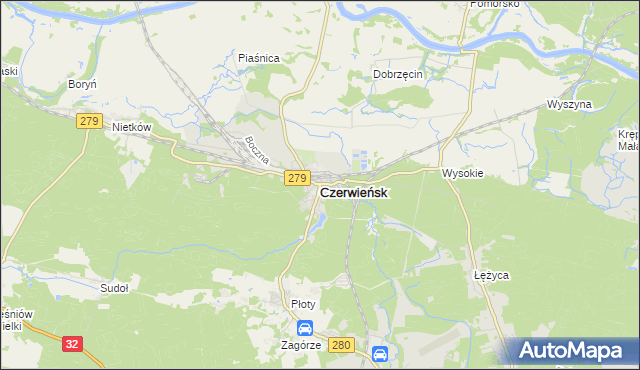 mapa Czerwieńsk, Czerwieńsk na mapie Targeo