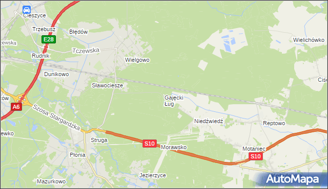 mapa Gajęcki Ług, Gajęcki Ług na mapie Targeo