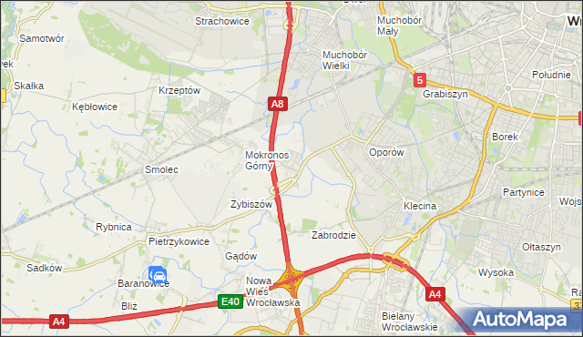 mapa Mokronos Dolny, Mokronos Dolny na mapie Targeo