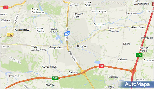 mapa Rzgów powiat łódzki wschodni, Rzgów powiat łódzki wschodni na mapie Targeo