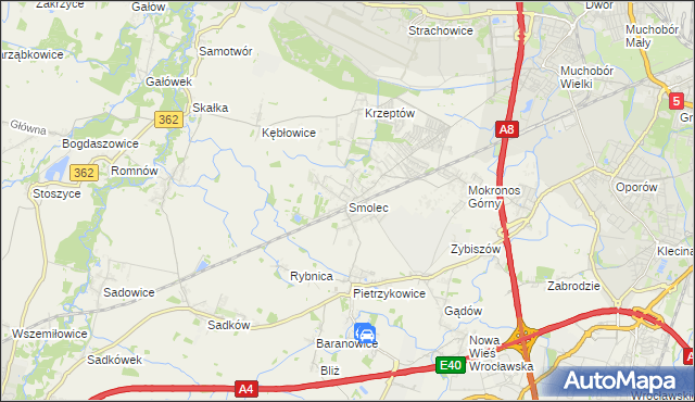 mapa Smolec, Smolec na mapie Targeo