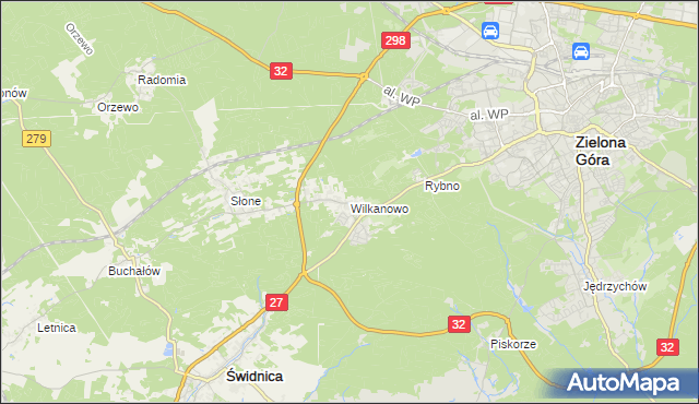 mapa Wilkanowo gmina Świdnica, Wilkanowo gmina Świdnica na mapie Targeo