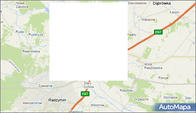 mapa Zwierzyniec gmina Radzymin, Zwierzyniec gmina Radzymin na mapie Targeo