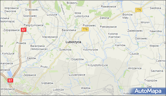 mapa Kocmyrzów, Kocmyrzów na mapie Targeo