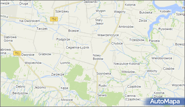 mapa Nowy Bostów, Nowy Bostów na mapie Targeo