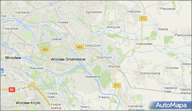 mapa Strachocin gmina Wrocław, Strachocin gmina Wrocław na mapie Targeo