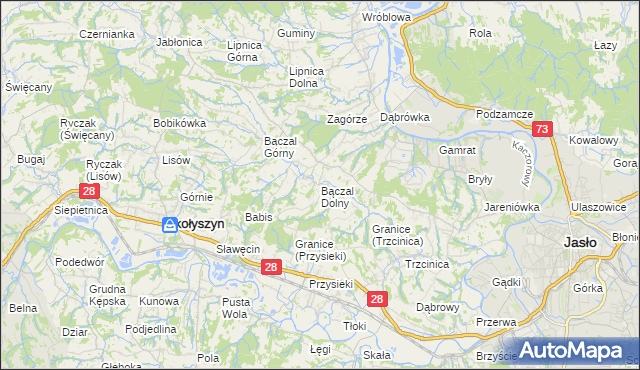 mapa Bączal Dolny, Bączal Dolny na mapie Targeo