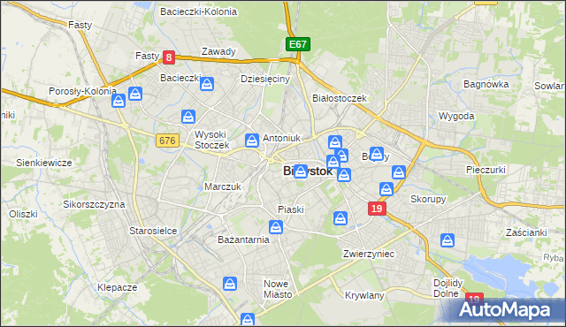 mapa Białegostoku, Białystok na mapie Targeo