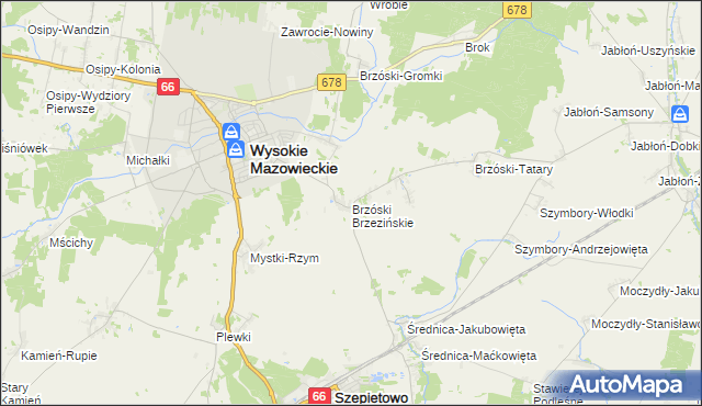 mapa Brzóski Brzezińskie, Brzóski Brzezińskie na mapie Targeo