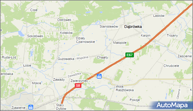 mapa Chajęty, Chajęty na mapie Targeo