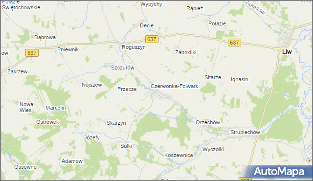 mapa Czerwonka gmina Wierzbno, Czerwonka gmina Wierzbno na mapie Targeo