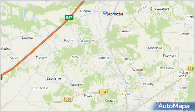 mapa Dębinki gmina Zabrodzie, Dębinki gmina Zabrodzie na mapie Targeo