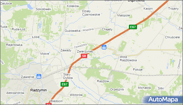 mapa Emilianów gmina Radzymin, Emilianów gmina Radzymin na mapie Targeo