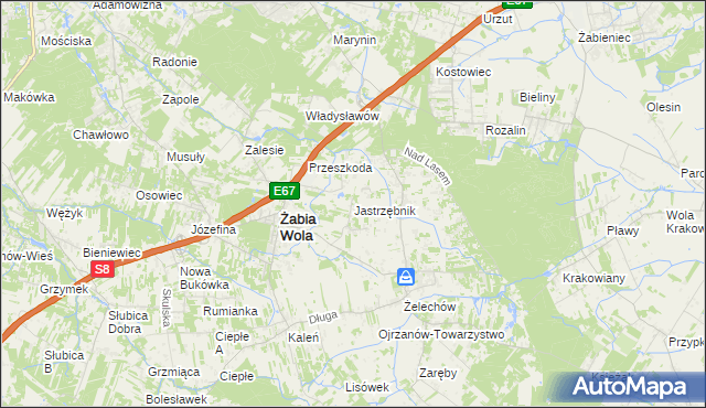 mapa Jastrzębnik gmina Żabia Wola, Jastrzębnik gmina Żabia Wola na mapie Targeo