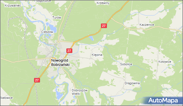 mapa Klępina, Klępina na mapie Targeo