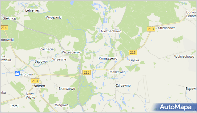 mapa Komaszewo, Komaszewo na mapie Targeo