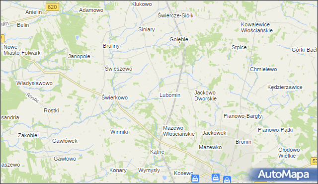 mapa Lubomin gmina Nasielsk, Lubomin gmina Nasielsk na mapie Targeo