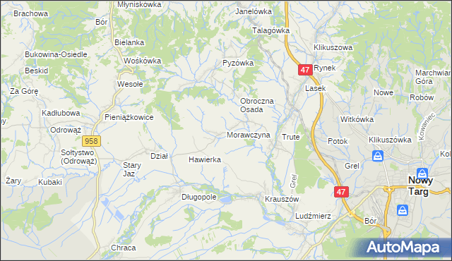mapa Morawczyna, Morawczyna na mapie Targeo