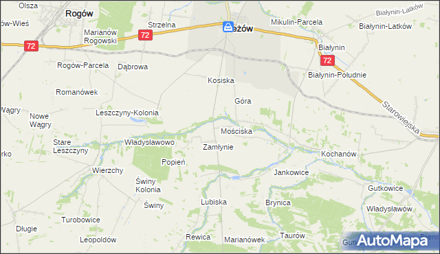 mapa Mościska gmina Jeżów, Mościska gmina Jeżów na mapie Targeo