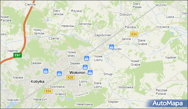 mapa Nowe Lipiny, Nowe Lipiny na mapie Targeo