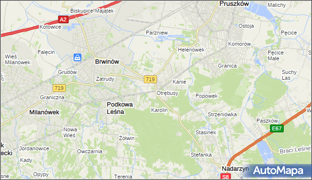 mapa Otrębusy, Otrębusy na mapie Targeo