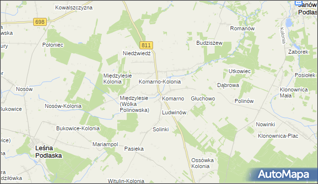 mapa Siekierka gmina Konstantynów, Siekierka gmina Konstantynów na mapie Targeo