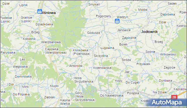 mapa Skrzydlna, Skrzydlna na mapie Targeo