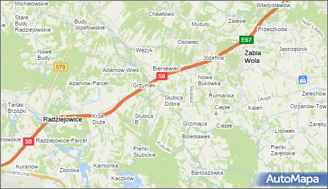 mapa Słubica Dobra, Słubica Dobra na mapie Targeo