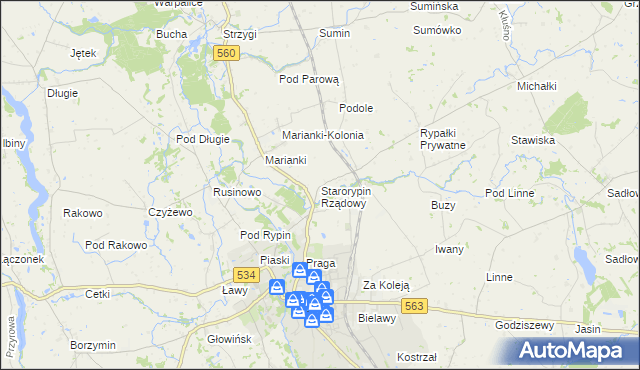 mapa Starorypin Rządowy, Starorypin Rządowy na mapie Targeo