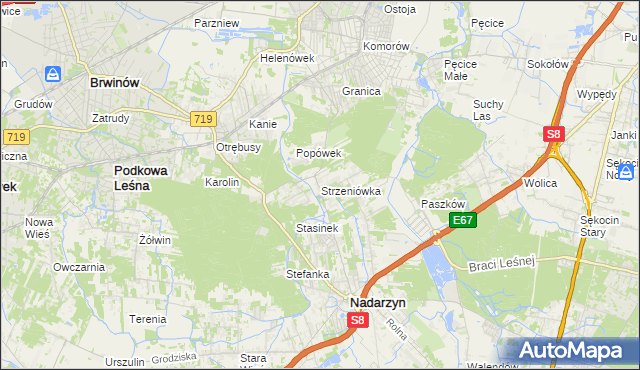 mapa Strzeniówka, Strzeniówka na mapie Targeo