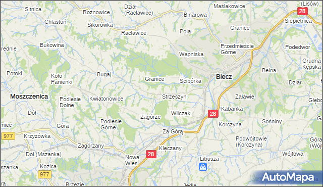 mapa Strzeszyn gmina Biecz, Strzeszyn gmina Biecz na mapie Targeo