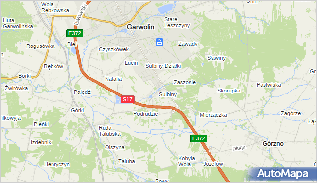 mapa Sulbiny, Sulbiny na mapie Targeo