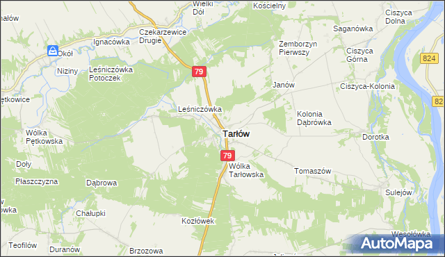 mapa Tarłów, Tarłów na mapie Targeo