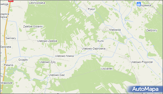 mapa Ulatowo-Dąbrówka, Ulatowo-Dąbrówka na mapie Targeo