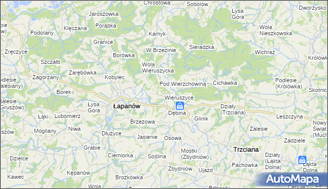 mapa Wieruszyce, Wieruszyce na mapie Targeo