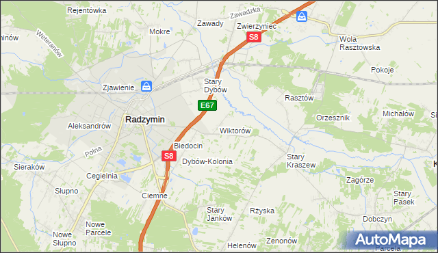 mapa Wiktorów gmina Radzymin, Wiktorów gmina Radzymin na mapie Targeo