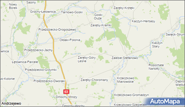 mapa Zaręby-Święchy, Zaręby-Święchy na mapie Targeo