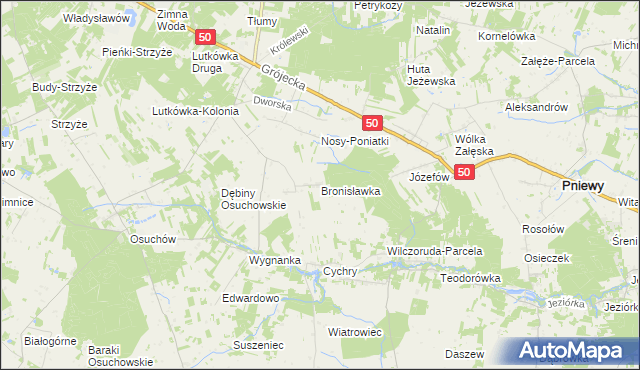 mapa Bronisławka gmina Mszczonów, Bronisławka gmina Mszczonów na mapie Targeo