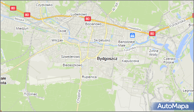 mapa Bydgoszczy, Bydgoszcz na mapie Targeo