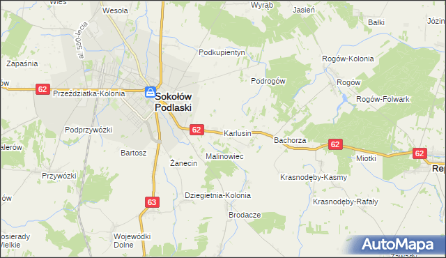mapa Karlusin, Karlusin na mapie Targeo