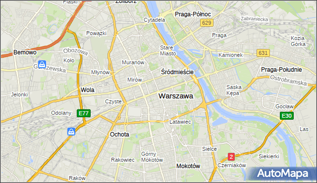 mapa Warszawy, Warszawa na mapie Targeo