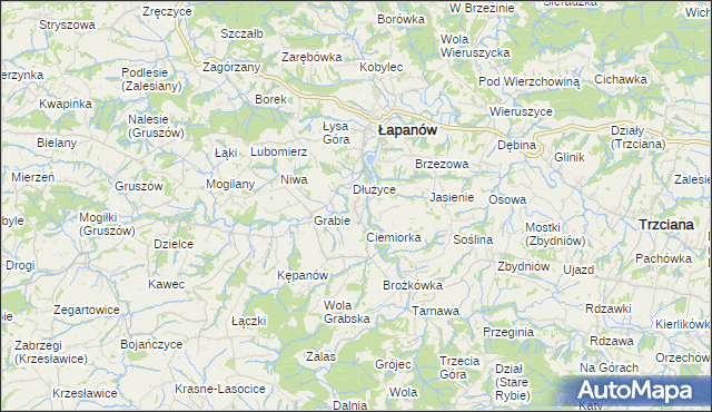 mapa Boczów gmina Łapanów, Boczów gmina Łapanów na mapie Targeo