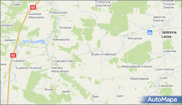 mapa Bujały-Gniewosze, Bujały-Gniewosze na mapie Targeo