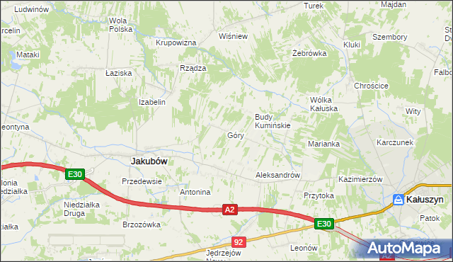 mapa Góry gmina Jakubów, Góry gmina Jakubów na mapie Targeo