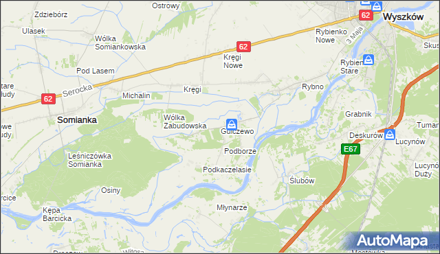 mapa Gulczewo gmina Wyszków, Gulczewo gmina Wyszków na mapie Targeo