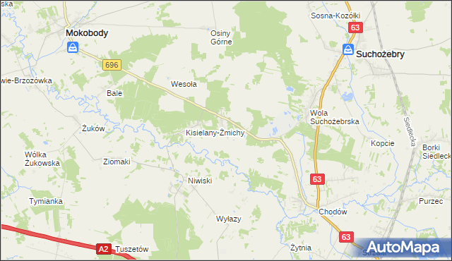 mapa Kisielany-Kuce, Kisielany-Kuce na mapie Targeo