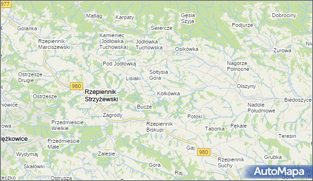 mapa Kołkówka, Kołkówka na mapie Targeo