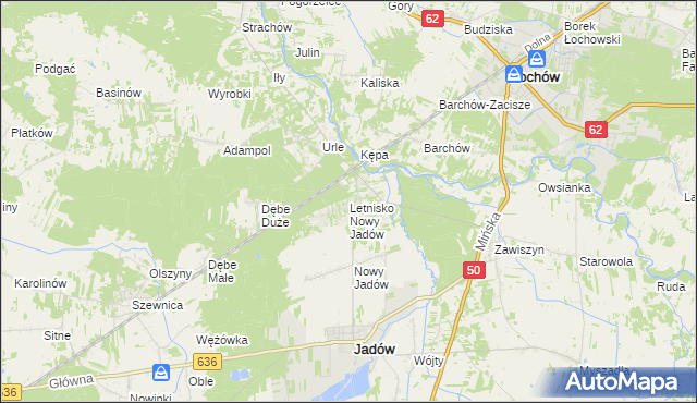 mapa Letnisko Nowy Jadów, Letnisko Nowy Jadów na mapie Targeo